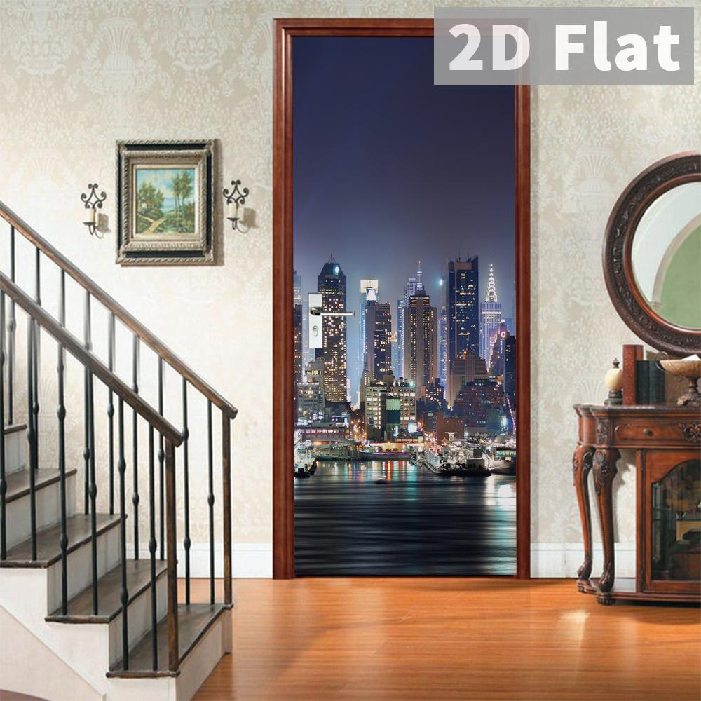 76Style 77/90cm Self-Adhesive Door Stickers Removable Wall Sticker Scenery Wallpaper Stone Stair Murals for Doors Modern Home Decor