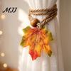 Rustic Autumn Room Accents Maple Leaf Curtain Tieback, Farmhouse Holder, Adjustable Rope Holders Decorative Drapery Holdback for Living Bedroom Decor