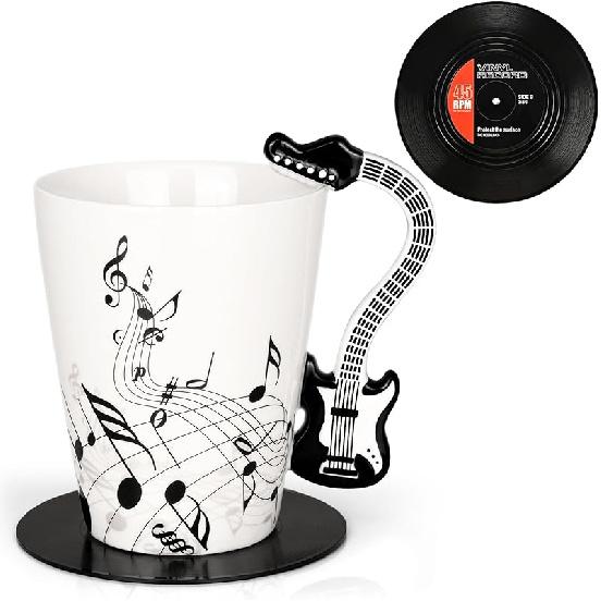 Maustic Guitar Mug, Music Gifts for Men, Guitar Gifts for Guitar Players, Christmas Birthday Gifts for Music Lovers, Music Teacher Gifts, Ceramic Mug