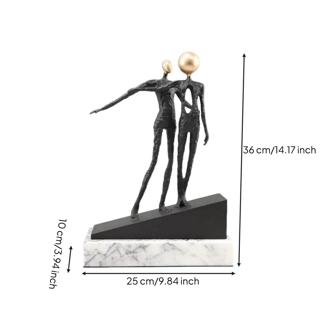 Abstract Metal Figure Sculpture Textured Black Statue for Showcase