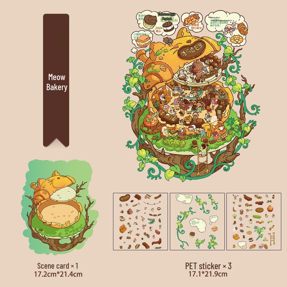 Micro Ink 3D Cartoon Decompression Stickers for DIY Miniature Scene Journals