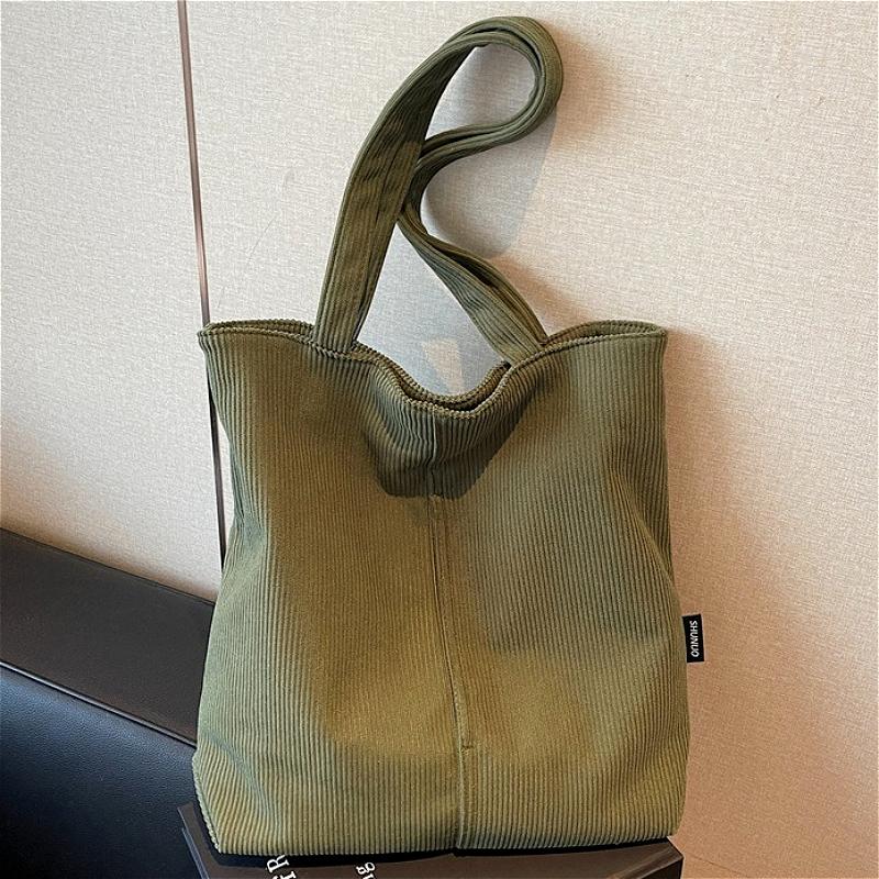 Vintage Corduroy Tragetasche für Damen Große Kapazität Schulter-Handtasche Lässige Tägliche Einkaufs-Reise-Tasche