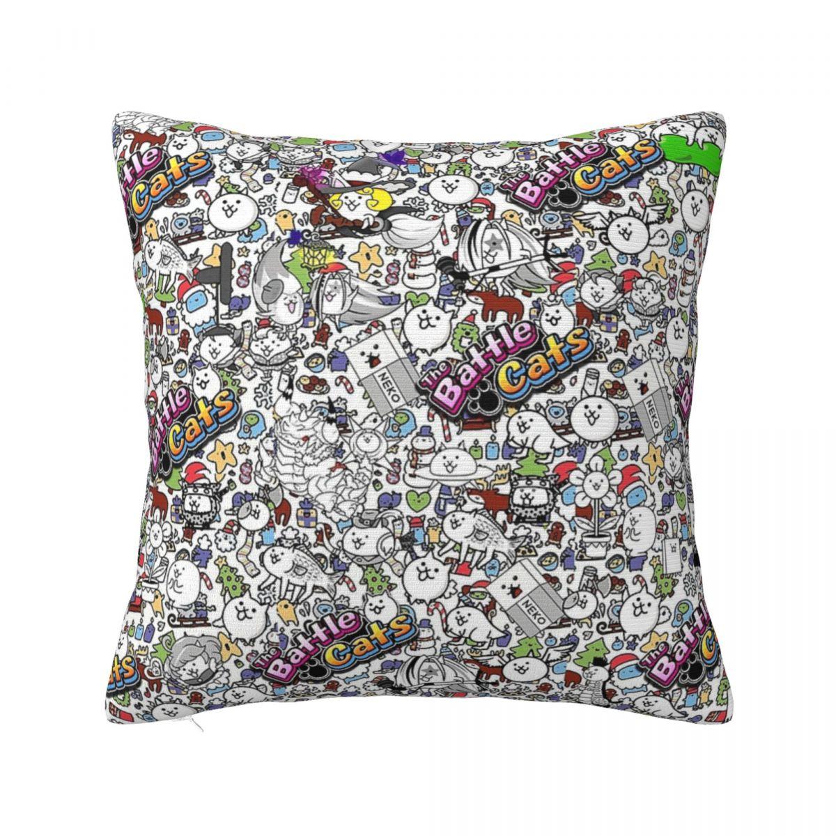 Nyanko Great War Battle Cats Square Pillowcase Cushion Cover Pillow Case Throw Pillow Cover for Home Bedroom Car 12x12Inch