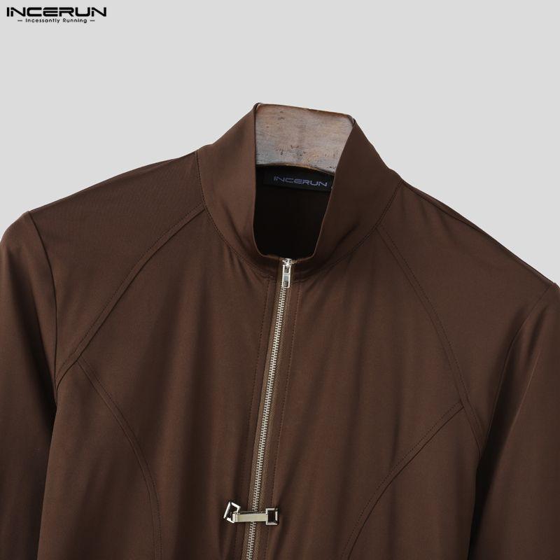 INCERUN Uomo Collo Stretto Manica Lunga Zipaderente Casual Base Top T-shirt Maglie Intime