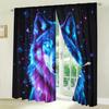 Set Of 2 Cool Fluorescent Wolf Half Curtains Home Decoration All Season Decorative Artistic Room Darkening Made Polyester