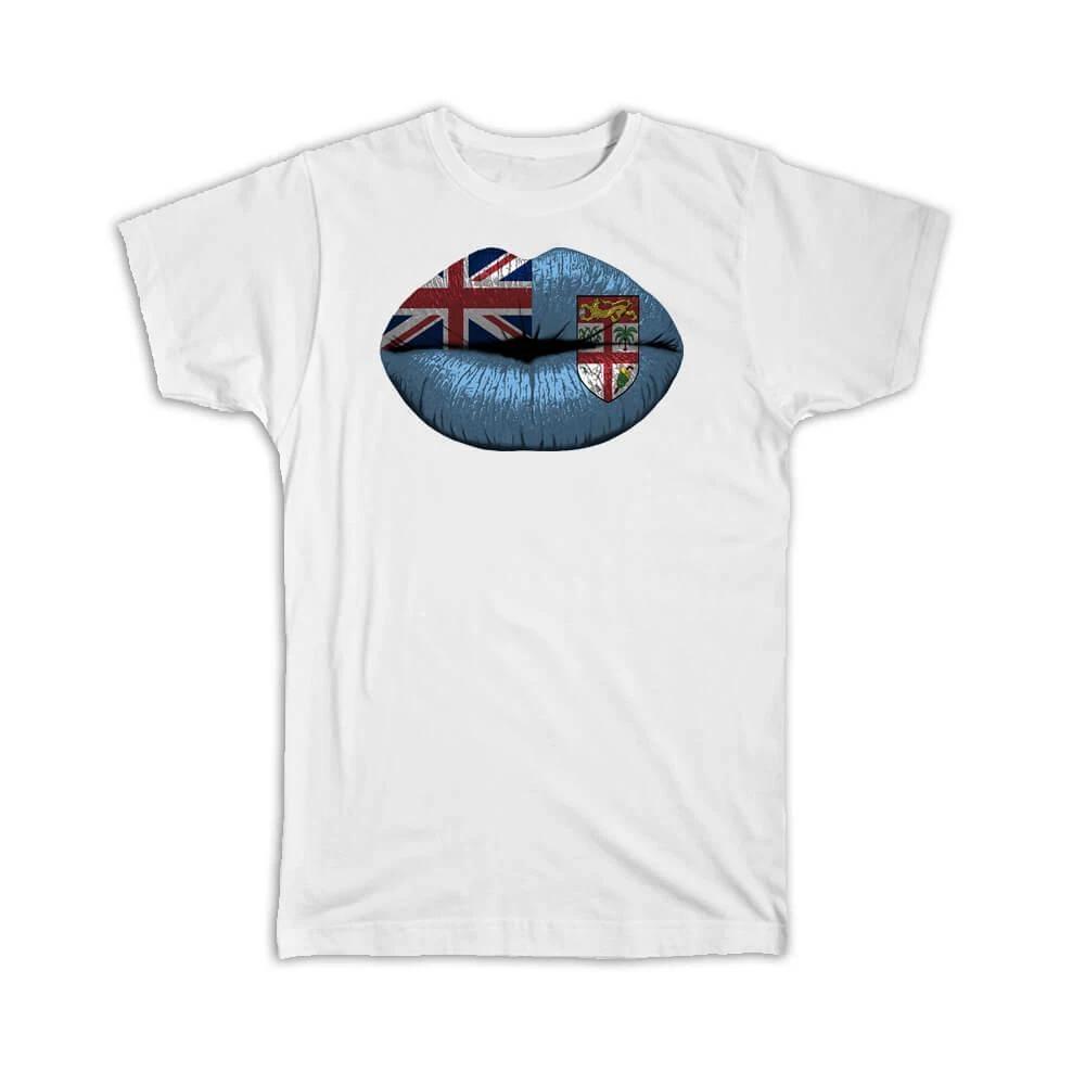 Gift T-Shirt : Lips Falkland Islands Flag Expat Country For Her Woman Feminine XL