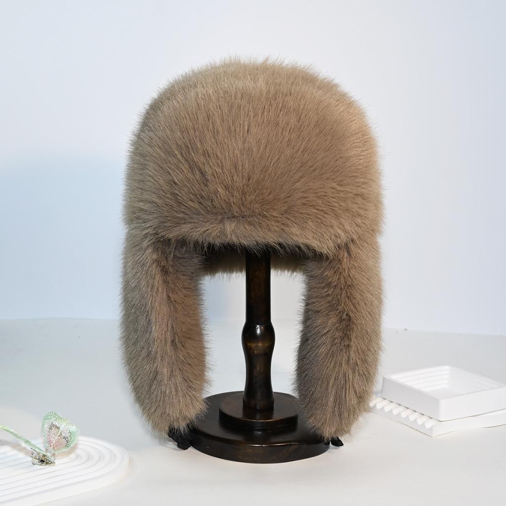 Winter women's thickened warm windproof faux fur fox fur ear-protecting plush hat