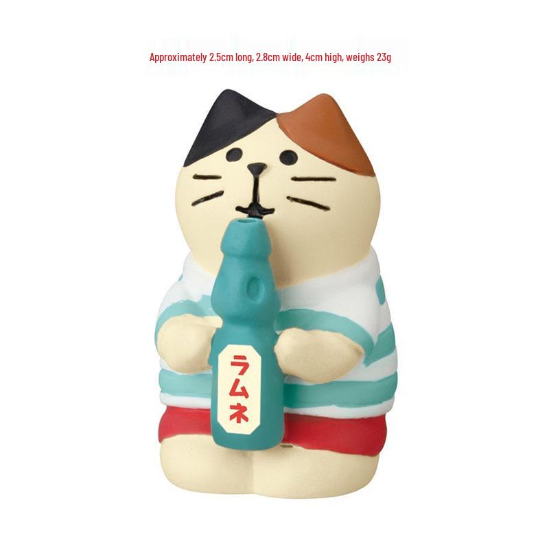 Trendy Japanese Watermelon Cat Figurine: Resin Ornament & Bonsai Decoration