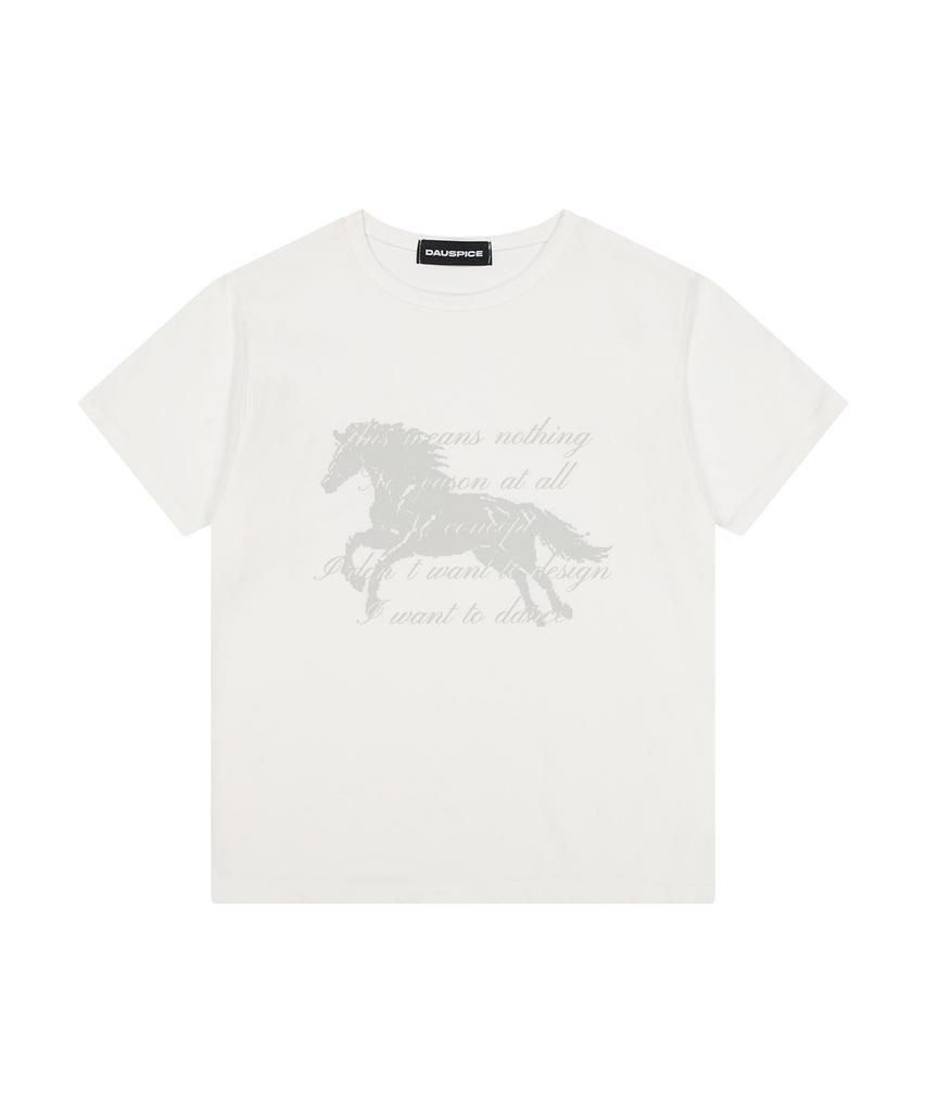 DAUSPICE (Duc) Ga Semi-Crop Short-Sleeve T-Shirt White