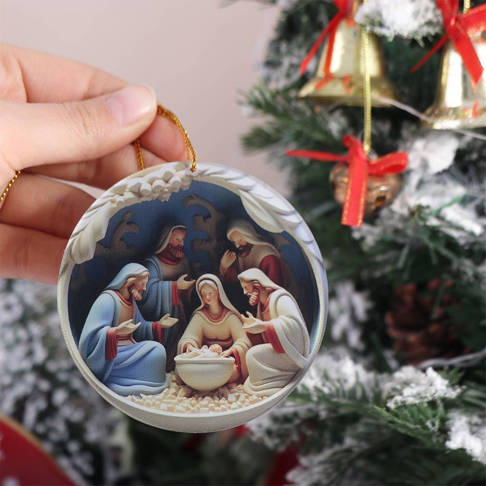 Acrylic Jesus Hanging Ornament Christmas Nativity Xmas Tree Pendants Acrylic Flat Ornaments  Winter