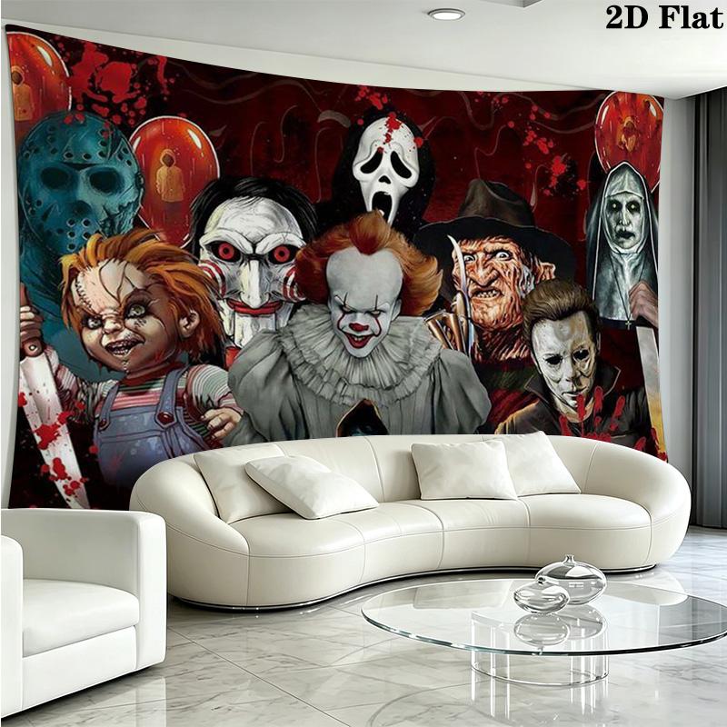 Horror Halloween Wall Tapestry Aesthetic Wall Hanging Printed Fabric Blanket Decorative Tapestries for Bedroom Living Room Home Decor