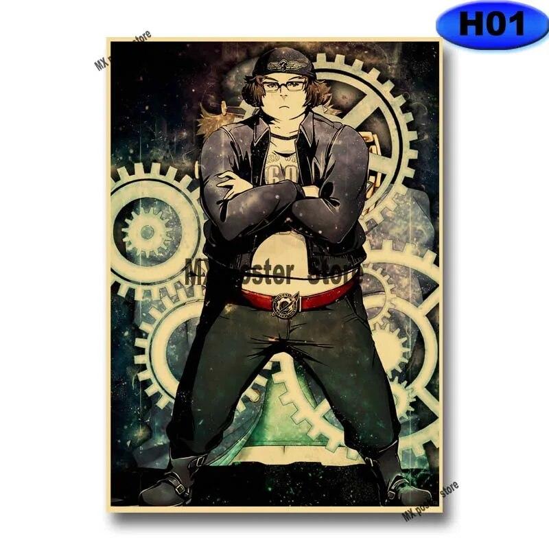 

HD печатные аниме постеры Steins Gate Ретро плакат из крафт-бумаги эстетический настенный художественный декор фреска украшение для дома, комнаты, бара, живопись 30x21cm