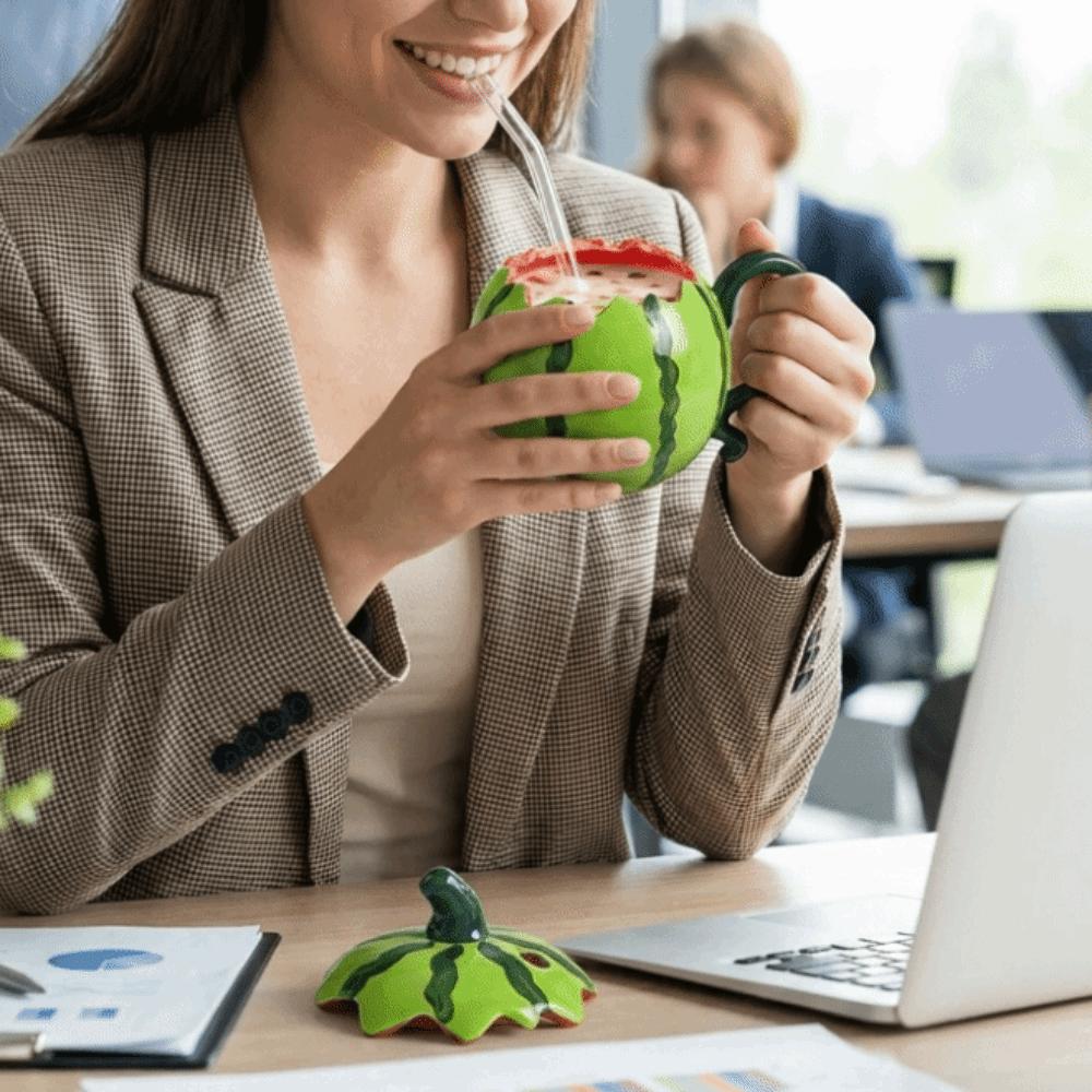 Tazza Ceramica Anguria a Prova di Perdite Resistente al Calore Tazza per Bevande Fredde Tazza per Tè al Latte Tazze da Caffè Regalo
