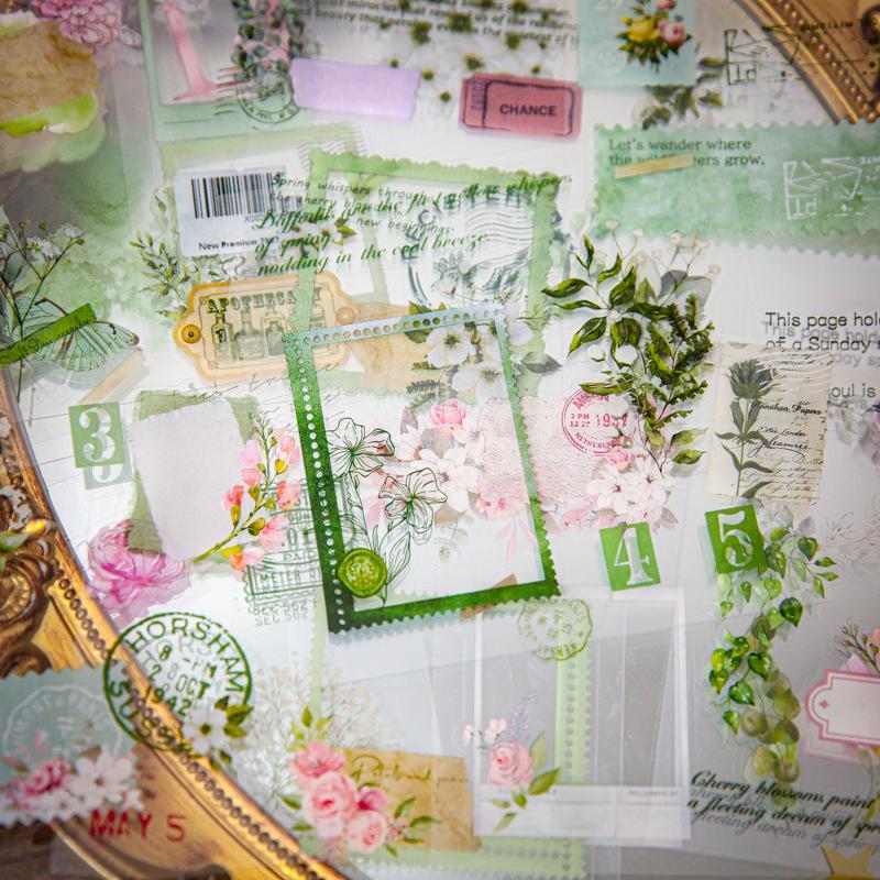 20 Sheets Per Pack Dual-material Die-cut Stickers Plant and Floral Main Images Plain Notebook DIY Scene Collage