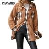 Autumn and Winter Plus Size Long Sleeve Colorblocking Plush Shirt Women's Jacket