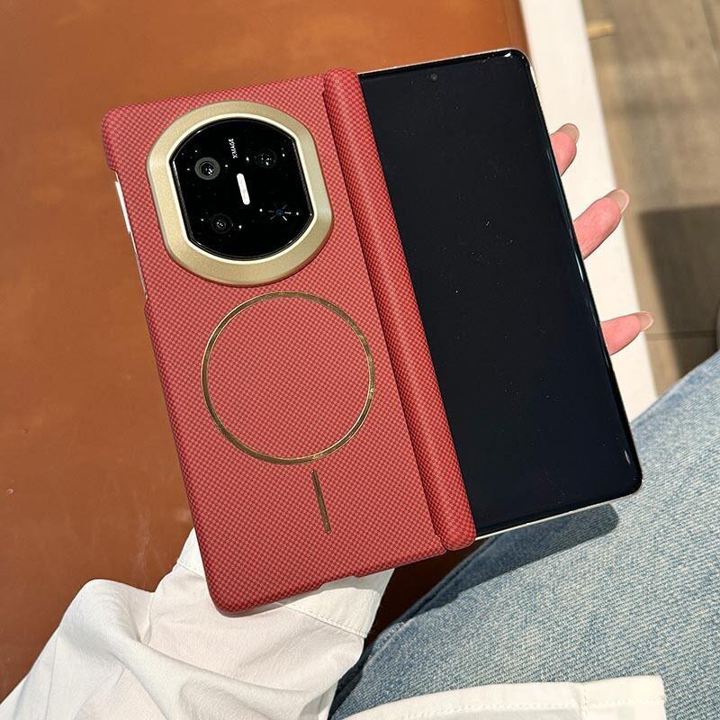 Applicable To Huawei Matex1 Mobile Phone Case Kevlar Pattern Business Leather Case X1 Collector's Edition Anti-drop Center Shaft Hinge