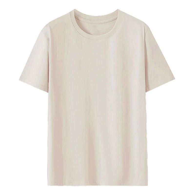 Pure cotton T-shirt women's round neck short-sleeved T-shirt logo advertising shirt group clothing trendy brand women's top solid color clothes