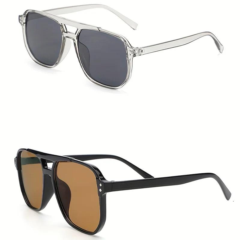 2 pezzi-Occhiali da sole quadrati vintage per donna uomo montatura spessa doppio ponte occhiali da vista femminile chic poligonali occhiali da sole sfumati