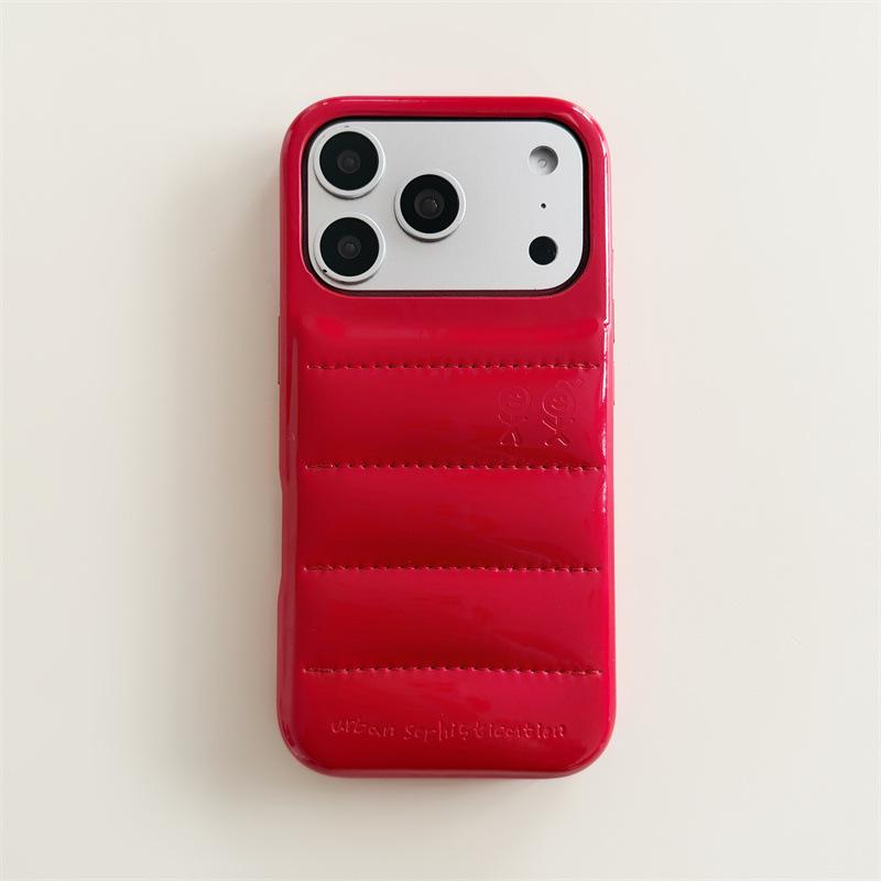 Solid Color Leather Down Jacket Anti-Drop Phone Case for iPhone 14/13/Apple 17/16/15 Pro Max