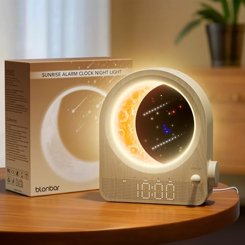 blonbar Alarm Clock, LED Alarm Light, with Snooze Function, White Noise & Multi-Function Night Light (Indirect Lighting, Timer, Nursing Light), Memory