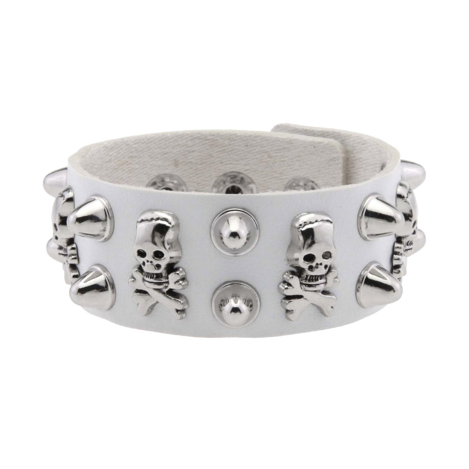 

Панк Готический Широкий Кожаный Браслет с Дизайном Шипов-Черепов для Мужчин и Женщин Альтернативные Стили Ювелирный Аксессуар белый