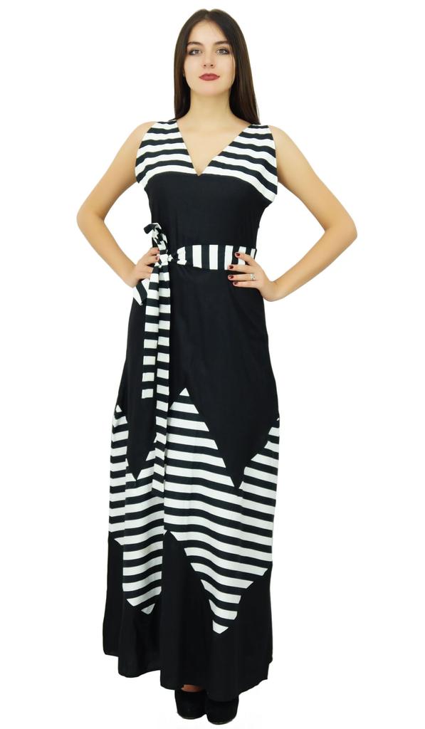 Bimba Womens Long Maxi Dress Sleeveless Black Rayon Gown Chic Holiday