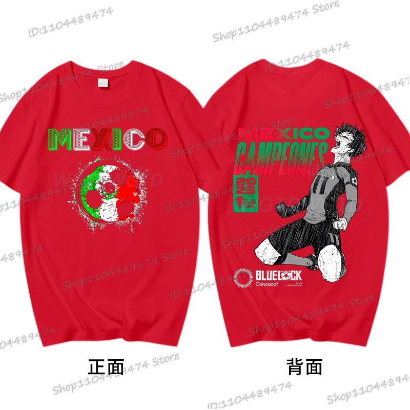 Anime Blue Lock T-shirt Harajuku Yoichi Isagi Fans Gifts Shirt Cotton Fashion Soccer Lover Tees Blue Lock Go Mexico Trend Tshirt