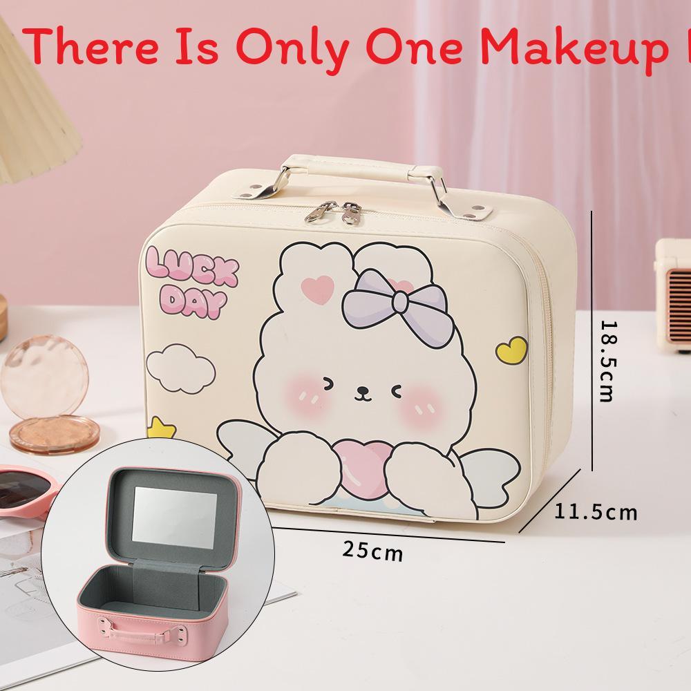 Cute Cartoon Makeup Bag With Large Capacity And Mirror For Daily Travel And Gift