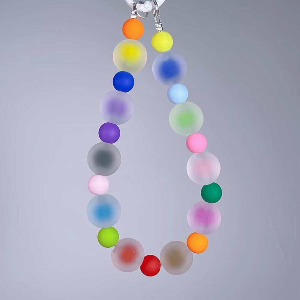 Frosted Skin-like Beaded Keychain Pendant Anti-lost Phone Charms  For Women Girls