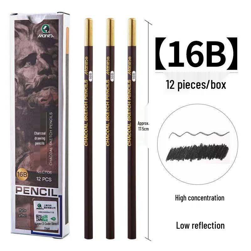 Mali Brand Charcoal Sketch Pencil Set - Includes 2B, 4B, 6B, 8B for Art Students