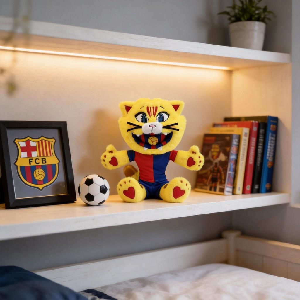 Barcelona Football Mascot Plush Toy With Soft Pp Cotton Fill For Sports Fans