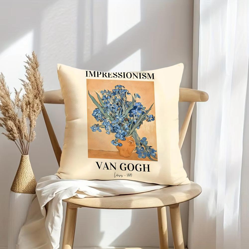 Van G-Gogh Kunst Kissenbezug Weicher Plüsch Überwurf Kissenbezug | Doppelseitige Dekorative Kissenhülle | Sofa Schlafzimmer Heimdekoration