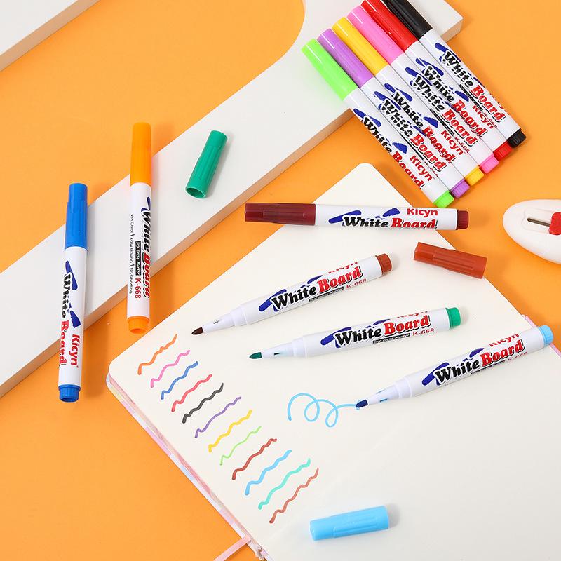 12-Color Erasable Water-Based Whiteboard Markers - Creative, Washable for Students and Offices