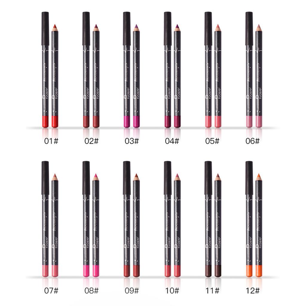 12 Colors Lip Pencil Set Waterproof Long-lasting Lip Liner Matt Lipstick Pen
