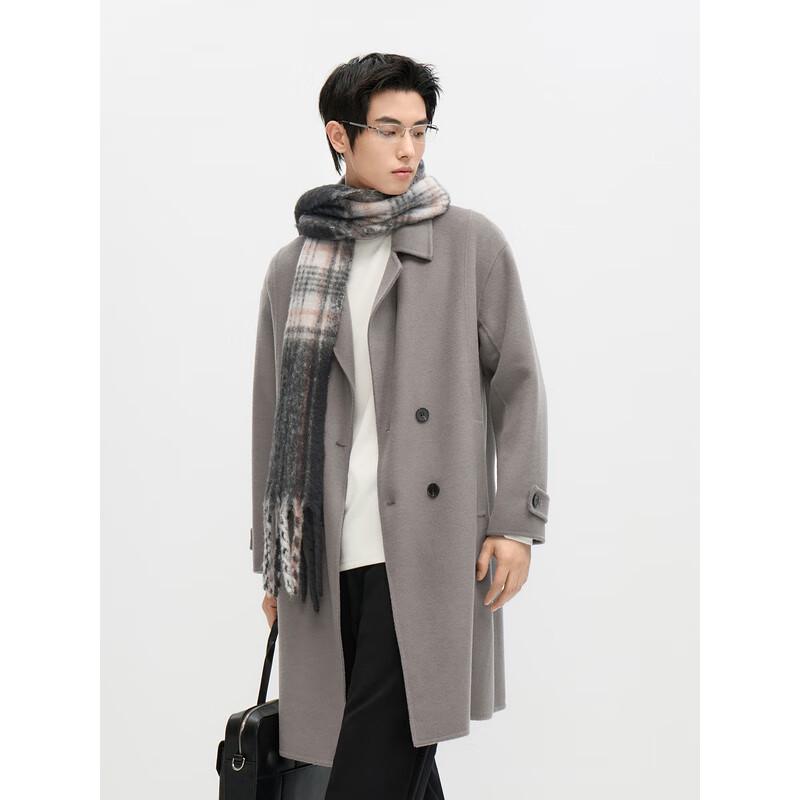 GXG Men's Long Wool Blend Double-Breasted Coat