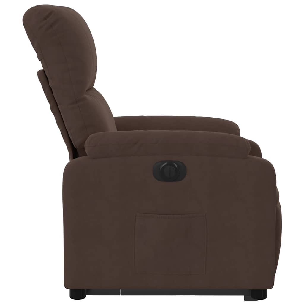 Electric Recliner Chair with Rising Function Brown Microfiber Fabric