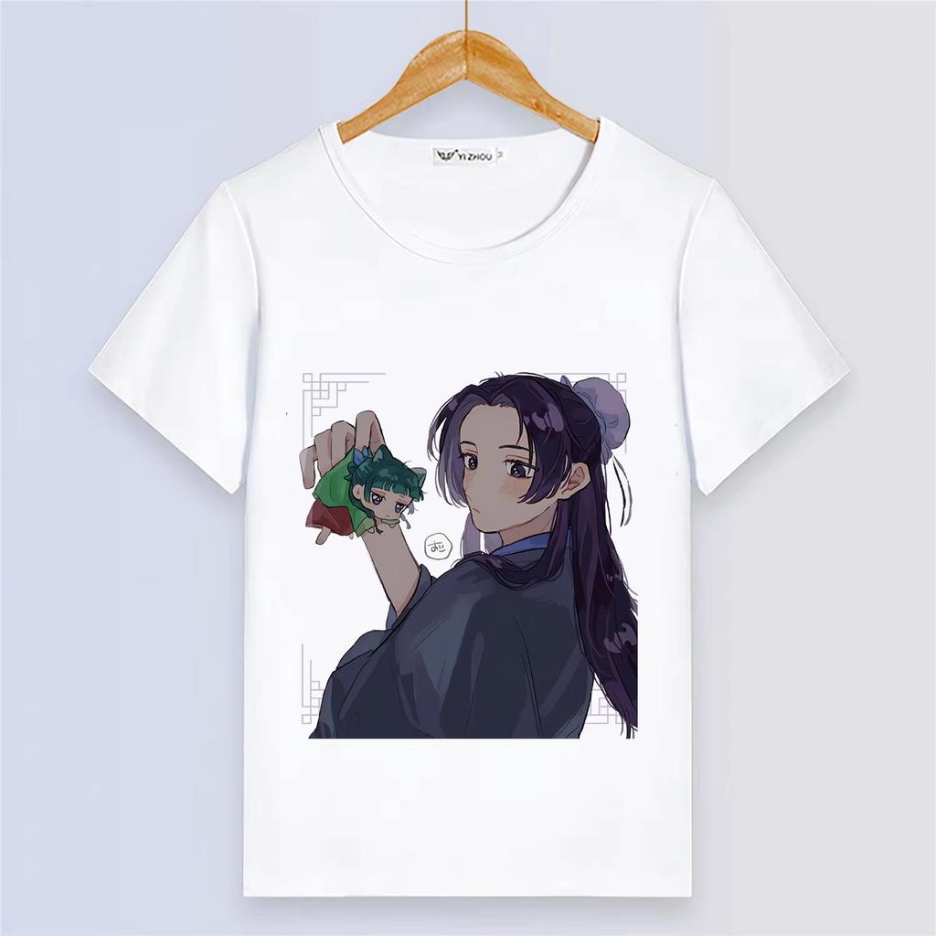 Anime The Apothecary Diaries Summer Short Sleeve Cartoon Print White Modal Women And Men Comfortable T-Shirt