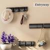 Coat Hooks Wall Mounted with 4 Hooks, Black Heavy Duty Coat Rack for Wall, Material, Folding Metal Wall Hooks for Hanging Towel