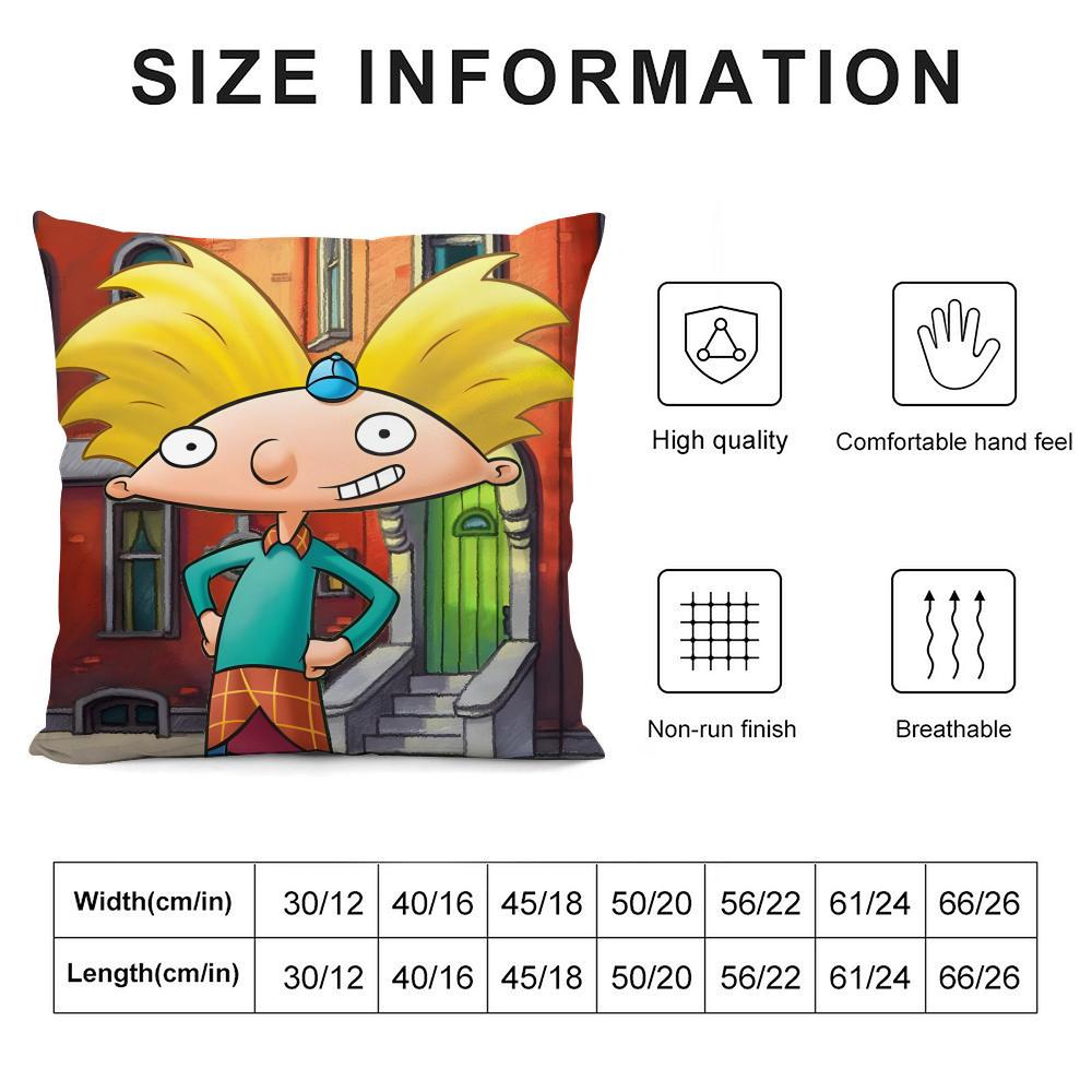 H-Hey Arnold Cartoon Cushion Cover Pillowcase Ultra Soft Skin Friendly Fabric Cloud Like Comfort & Concealed Zipper