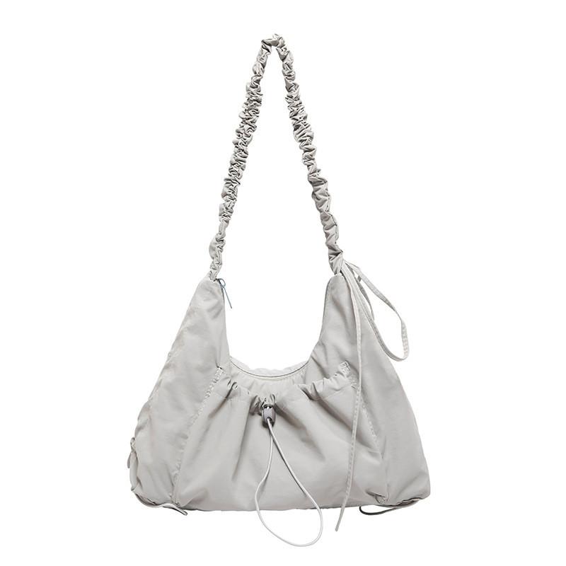 Nylon Folded Shoulder Bag For Women With Drawstring Design For Casual Travel