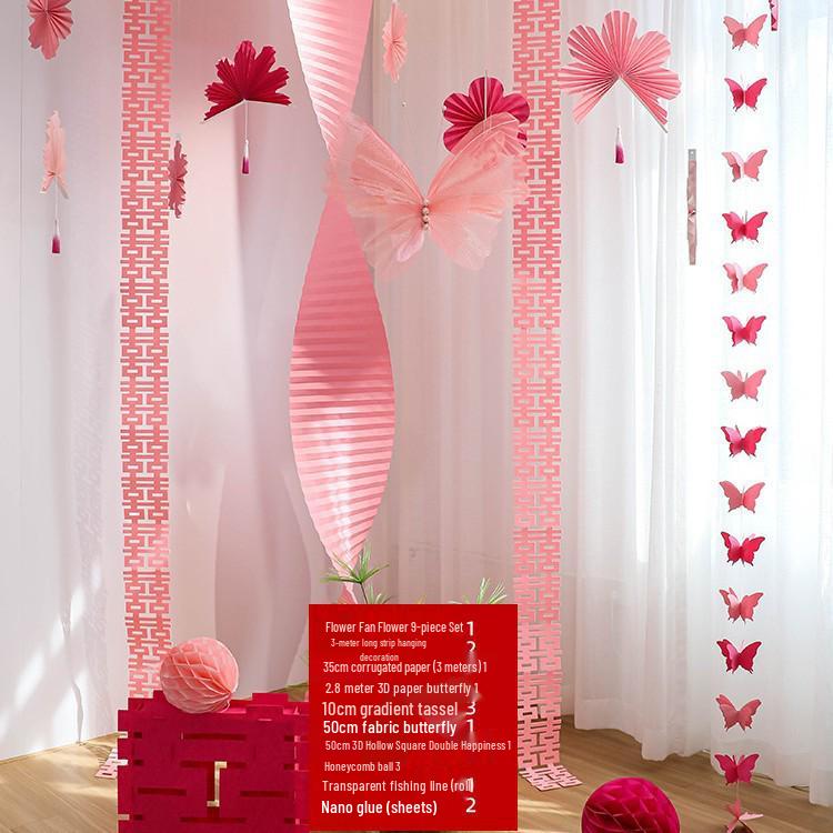 Double Happiness Red Koi Wedding Ornament - Chinese Style Paper Cut Decoration Set for Engagements and Windows