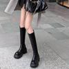 Women's High Over-the-knee Boots Round Head Half-zipper Elastic Thin Thick Bottom Boots Two Heights Optional Fashion Boots Shoes