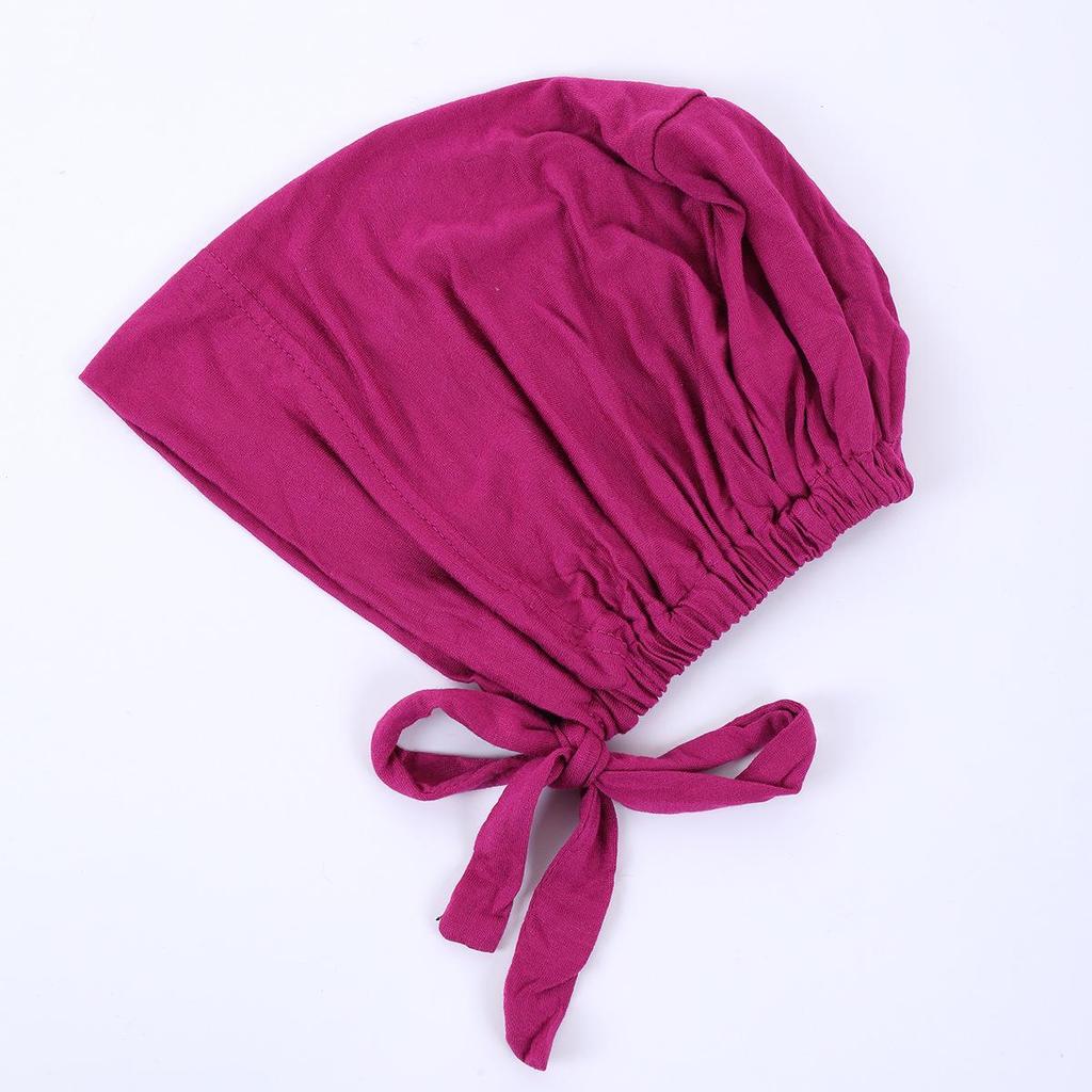 Pañuelo para la cabeza de algodón y seda elástico con cordones ajustable, gorro para quimioterapia