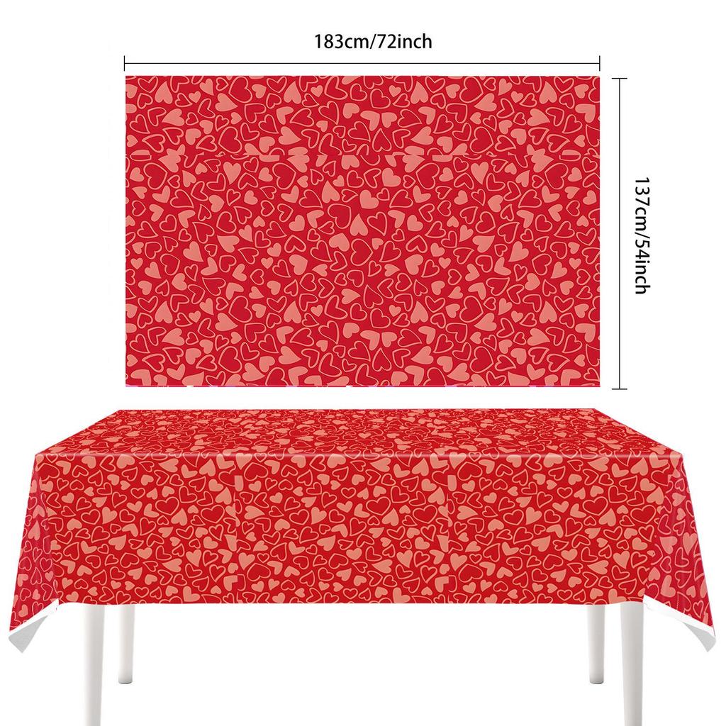 Pink Love Heart Valentine's Day Disposable Tablecloth