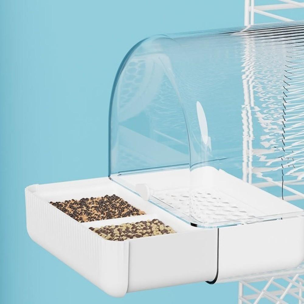 Transparente Vogelbad-Käfig-Bodenlade Papageien-Duschbox Vogel Vogelbad Futterspender Vogelkäfig