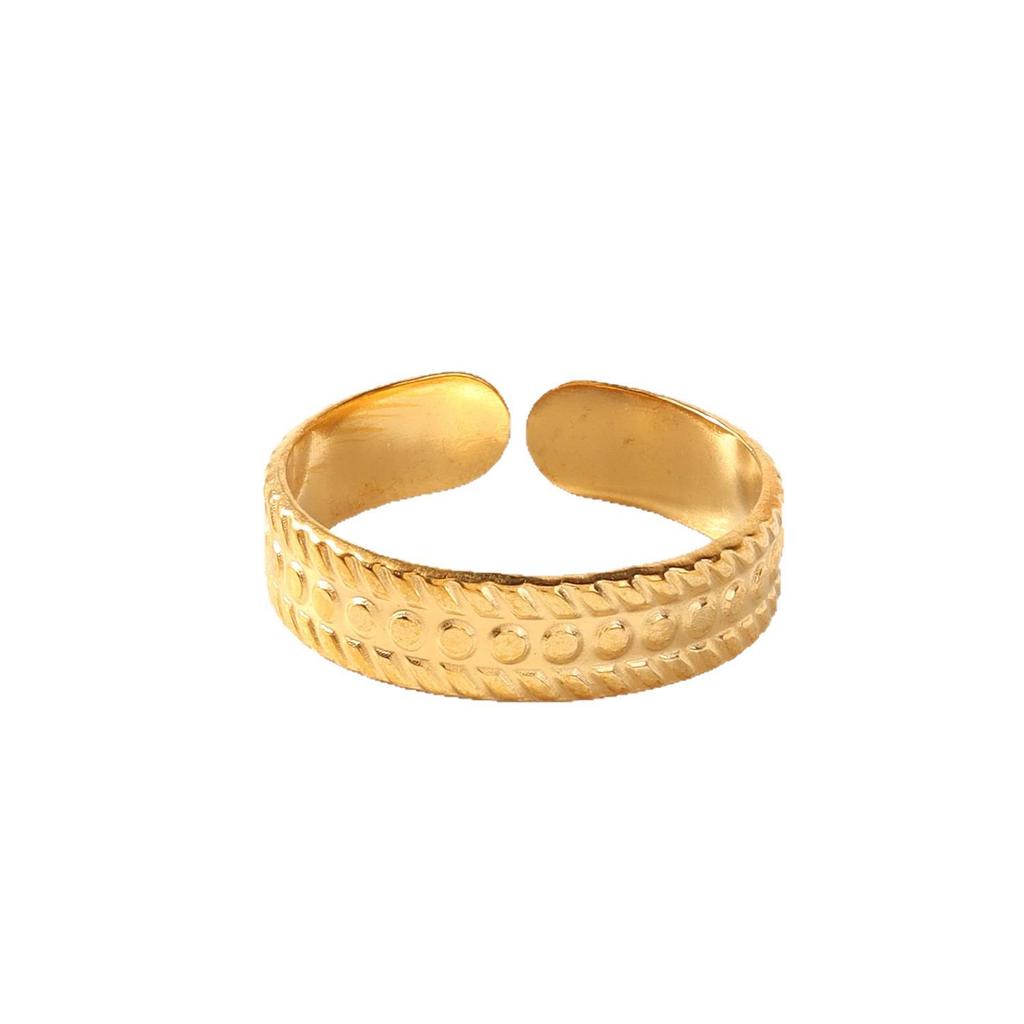 European Chic Irregular Open Ring Set with Creative Convex-Concave Texture for Women