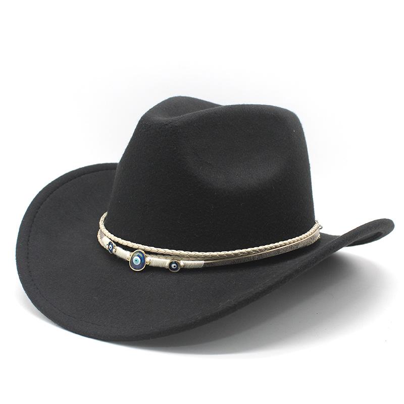 

Верблюжий Осенне-Зимний Мужской Женский Семейный Ковбойская Шляпа в Западном Стиле Широкополая Солнцезащитная Шляпа чёрный