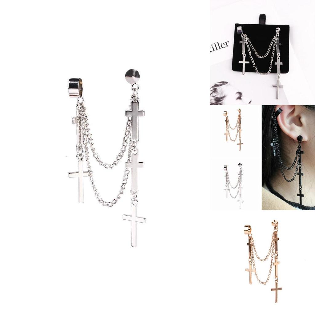 Punk Cross Drop Earrings With Alloy Metal For Womens Fashion Accessories