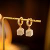 Geometric Square Micro-inlaid Pearl Earrings for Women, Simple, Elegant, Versatile, Niche Design, Fashionable Earrings.