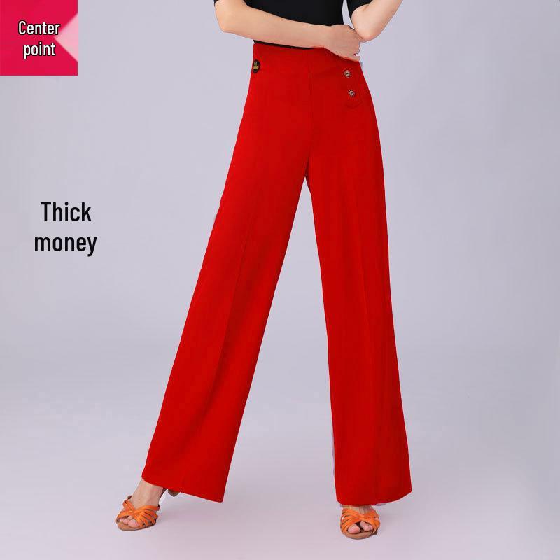 Women's High Waist Wide Leg Latin and Ballroom Dance Pants